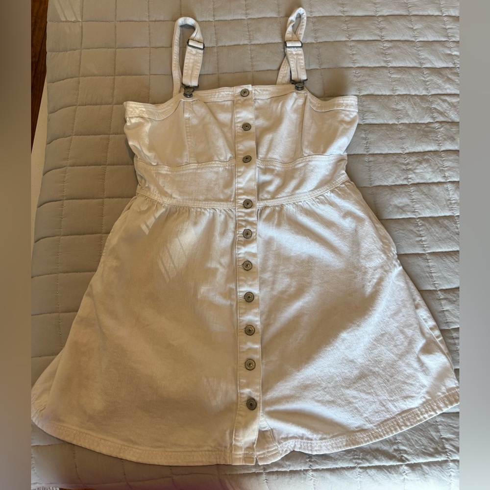 American Eagle White Overall Dress XXL